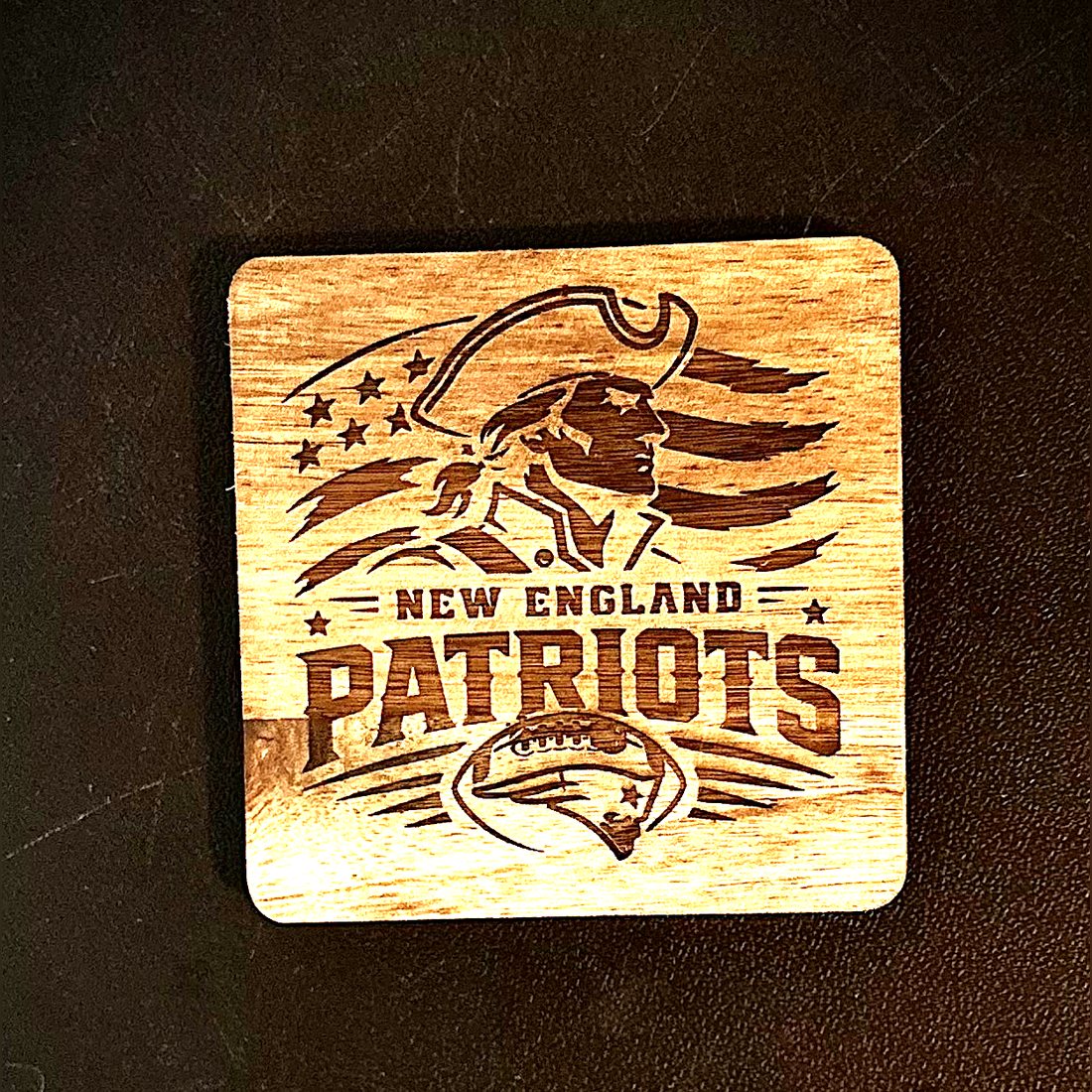 New England Patriots wood coaster