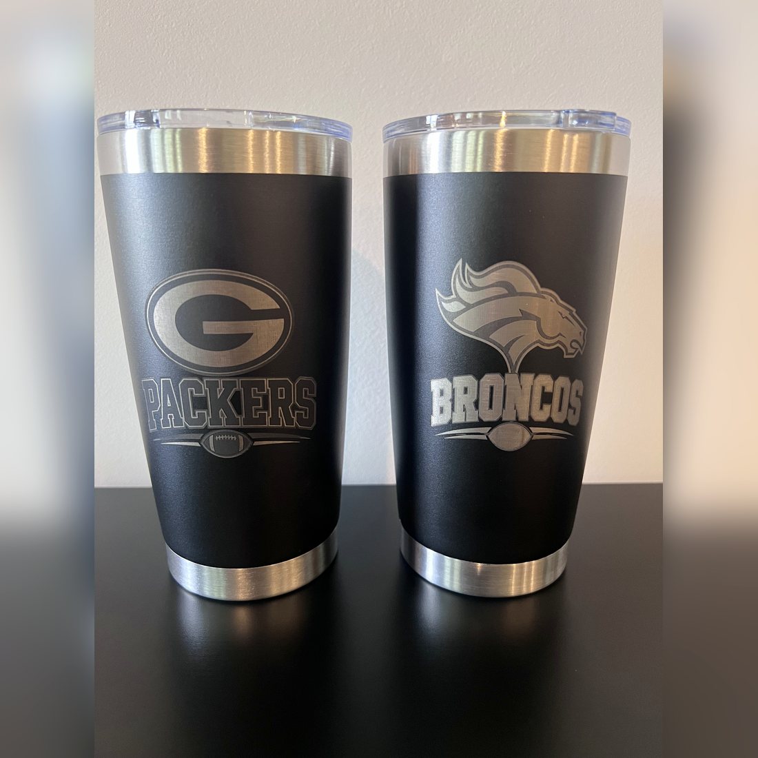 Packers & Broncos team tumblers